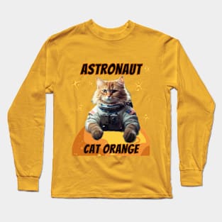 Astronaut Cat Orange Long Sleeve T-Shirt